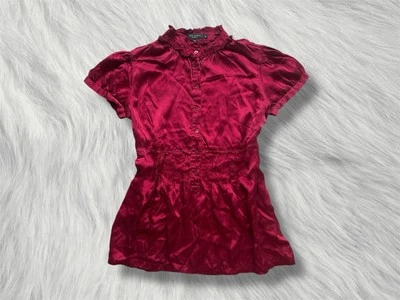 vintage 100% silk red ruffley ted baker blouse - Image 1 of 4