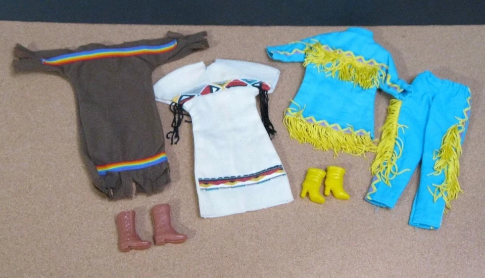 Clon Barbie Muñeca Trajes Flecos Vestido Indio Nativo Americano Pantalones Trajes Botas Foto 1 de 1