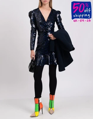 RRP €458 MICHAEL MICHAEL KORS Flounce Dress Size XS Zebra Pattern Fluted Hem - image 1 of 4