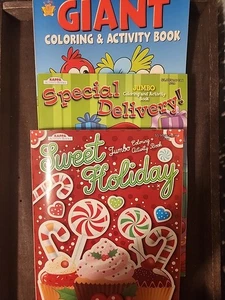 3  JUMBO COLORING & ACTIVITY BOOKS -SWEET HOLIDAY, SPECIAL DELIVERY & GIANT  - Picture 1 of 16