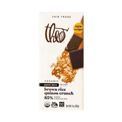 Theo Chocolate Brown Rice Quinoa Crunch Organic Dark Chocolate Bar (3 Pack Of) - Image 1 of 4