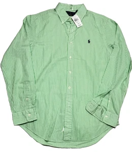 Ralph Lauren Herren Hemd Größe Medium Limettengrün Streifen Slim Fit Lila Pony Neu mit Etikett - Bild 1 von 5