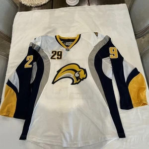 Buffalo Sabres Authentic RBK/CCM MIC. Sz 52, #29, White, Fight Strap - Picture 1 of 9