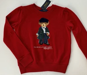 NWT, Girls Ralph Lauren Red Polo Bear Sweatshirt. Size 6X. Eu 122 - Picture 1 of 1