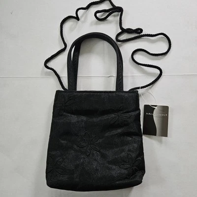 Моменты вечер официальный простой сумочки черный атлас вышитый цветы Snap закрыть - Изображение 1 из 4