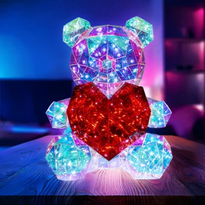 Lampada Da Tavolo Per Bambini Lampada LED Da Comodino Con Cristalli Orso - Immagine 1 di 4