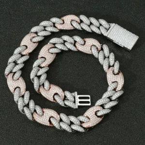 20mm Iced Miami Cuban Link Chain Hip Hop Herren Damen Armband Halskette A9350 - Bild 1 von 12