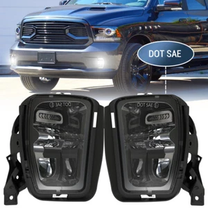 LH & RH For Dodge Ram 1500 2013-2018 LED Fog Lights Black Bumper Driving Lamps - Picture 1 of 8