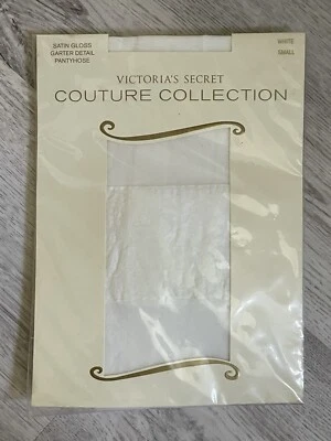 Medias Victoria's Secret Couture Collection Blanco Satinado Encaje Detalle Liguero S Foto 1 de 3