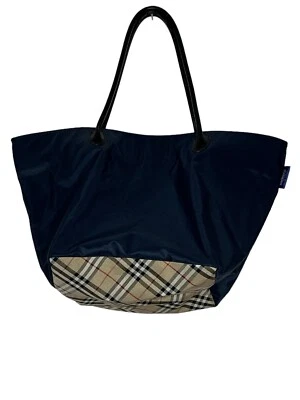 Bolso de Mano Burberry Nova Check Etiqueta Azul Nylon Azul Marino Corpcore Classiccore Foto 1 de 4