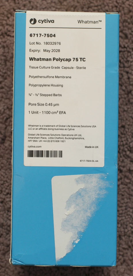 Nuevo filtro cápsula Whatman Cytiva Polycap 75 TC, 6717-7504 Foto 1 de 1