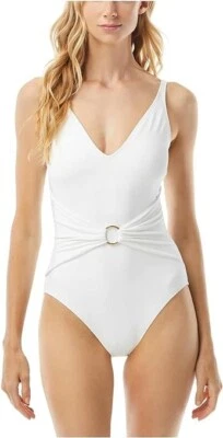 NWT Michael Kors Women's Sash Tummy-Control One-Piece White Size 8 $130 9B680 - Image 1 of 2