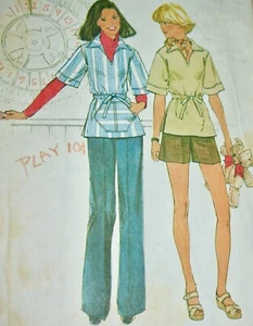 Vintage Simplicity Sewing Pattern #8077 PULLOVER TOP PANTS SHORTS Size 10 ~ 1977 - Bild 1 von 6