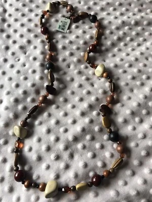 COOKIE LEE Collar Largo Madera Genuina y Tuerca Kuku 18288 NUEVO $38 DIFÍCIL DE ENCONTRAR Raro Foto 1 de 2