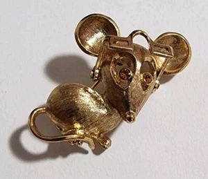 Pin de ratón Avon vintage tono dorado con anteojos móviles - Imagen 1 de 5