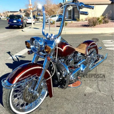 Retro Motorcycle Chrome Mirrors For Harley Softail Deluxe Street Glide Sportster - Image 1 of 4