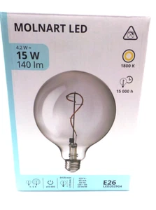 Molnart IKEA LED 15W 140lm Ikea LED Bulb E26 Globe Gray Clear Spiral Design. - Picture 1 of 8