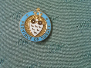 VINTAGE PROVINCE OF SUSSEX MASONIC BOWLING ENAMEL BOWLS PIN BADGE - MILLER - Picture 1 of 2