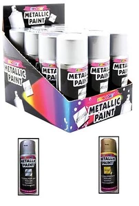 SPRAY PAINT METALLIC GOLD / SILVER LACQUER CAN INTERIOR / EXTERIOR CRAFT XMAS - Picture 1 of 5