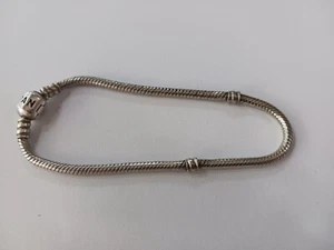 PANDORA Barrel Clasp Silver Bracelet 19.5cm Genuine ALE 925 - Foto 1 di 9