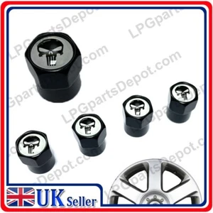 4x car tyre valve dust caps BLACK SKULL ::BLACK:: - Picture 1 of 3