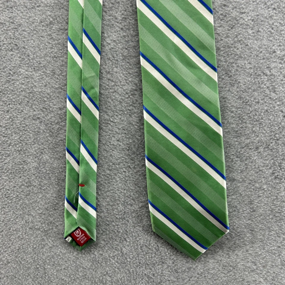 Corbata Chaps Ralph Lauren Para Hombre Verde Rayas Horizontal Hecha a Mano 100% Seda Foto 1 de 4