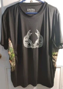 Realtree Men's XXL Short Sleeve T-Shirt Fishing Black/Silver/Camo E. U. C - Picture 1 of 5
