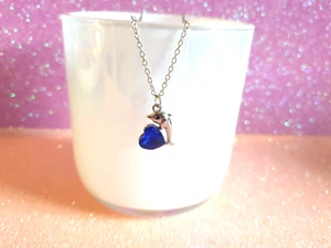 🐬💗Sweet Blue Rhinestone Dolphin Charm Pendant Silver Tone Necklace💗🐬 - Picture 1 of 9