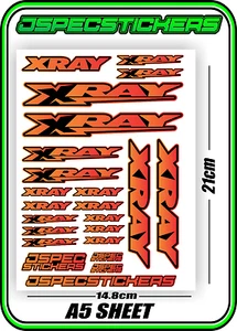 XRAY RC A5 STICKER SHEET NT1 T4 XB9 RX8 ELECTRIC NITRO DECALS R/C ORANGE RED B - Picture 1 of 7