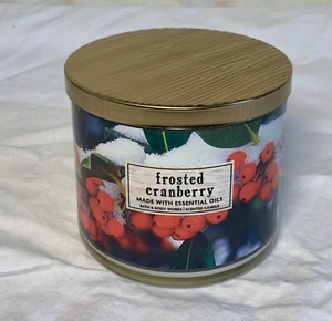 Bath & Body Works Frosted Cranberry Scented 3 Wick Jar Candle w/Lid 14.5 Oz NEW! - Picture 1 of 2