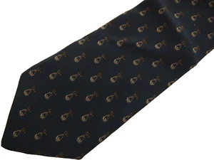 Pierre Cardin Mens Necktie Tie Navy Blue Brown 100% Silk 56" - Picture 1 of 5