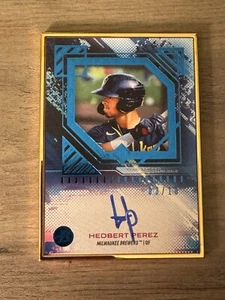 HEDBERT PEREZ 2021 BOWMAN TRANSCENDENT BREWERS BLUE COLOR MATCH AUTO /10 - Picture 1 of 3