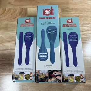 Mad Hungry Super Spoon Set 9” & 11’”Super Spoons Blue & 2 Pc Lot Spoon & Spurtle - Picture 1 of 12