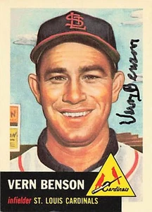 1991 Topps '53 Archives #205 Vern Benson Cardinals Signed Auto *L239 - Picture 1 of 2