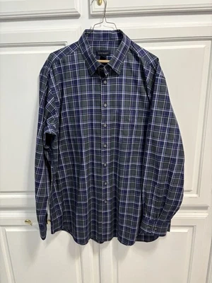 Scott Barber Long Sleeve Blue Purple Green Plaid Dress Shirt Men’s Size XL - Image 1 of 4