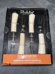 tl mulino New York Set Of 4 Appetizer Forks Bone Handles - Picture 1 of 2