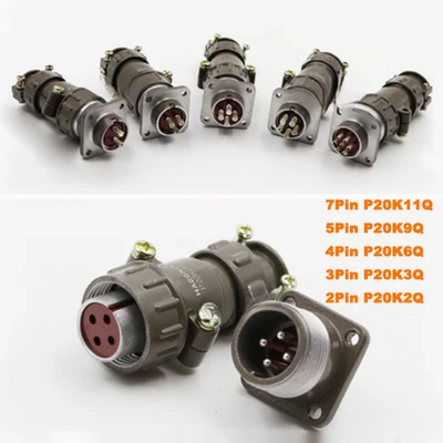 Metal P20K Contacts 2Pin-7Pin Aviation Plug Connector Panel Mount Flange - Image 1 of 4