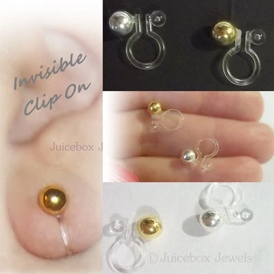 Invisible 5mm Silver or Gold Plated, 1 Pair, Clip On Stud,Non-Pierced Earrings - Image 1 of 4