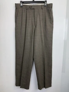 Bill Blass Vintage Wool Men’s Trouser Pants 34x31 Brown Houndstooth Pleated - Picture 1 of 7