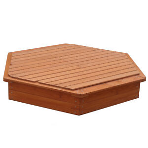 Strong Large Wooden Sandpit with Wooden Lid and Underlay 1.5 Metres Wide 