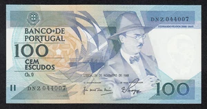 PORTUGAL BANKNOTE - 100 ESCUDOS CH.9 - P179f - 24/11/1988 - UNC 🇵🇹 - Picture 1 of 3