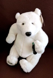 Vintage Coca Cola White Polar Bear Plush Stuffed Bean Bag 14" NWT - Picture 1 of 8