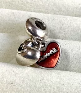 Genuine Pandora Disney Mickey Minnie Mouse You Me Double Heart Dangle Charm VGC - Picture 1 of 6