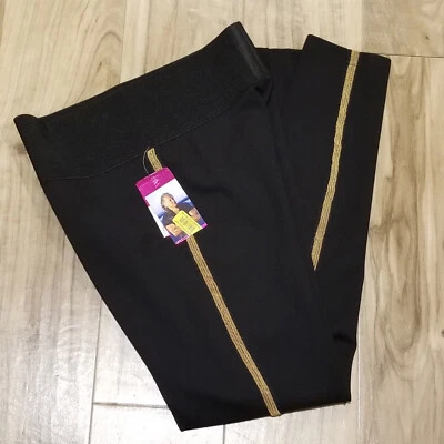 Nygard Luxe Slims Straight Leg Black Leggings Womens S 6/8 Leg Bead Detail NWT - Image 1 of 4