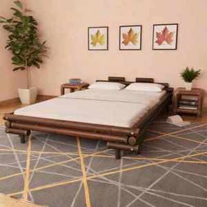 Bettgestell Dunkelbraun Bambus 140×200 cm - Bild 1 von 8