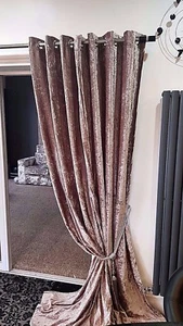 Champagner Gold Samt Vorhänge Ösen Ring Top Gefüttert Fertig - Bild 1 von 11