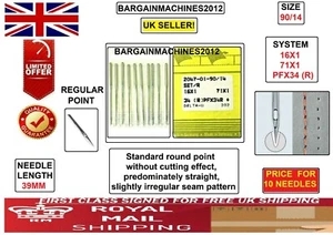 SINGER 34(R)PFX34R SYSTEM16X1 71X1 SET/R 90/14 INDUSTRIAL SEWING MACHINE NEEDLES - Picture 1 of 4