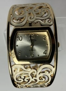 Gold Plated Watch with White Enamel - Picture 1 of 2