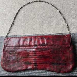 MIU MIU 90s Archive Red Leather Chain Shoulder Bag Ribbon Bow Magnetic Used - Picture 1 of 7
