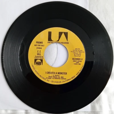 Z. Z. HILL, I CREATED A MONSTER, 1975 US UNITED ARTISTS DEMO, SOUL, FUNK, - Image 1 of 2